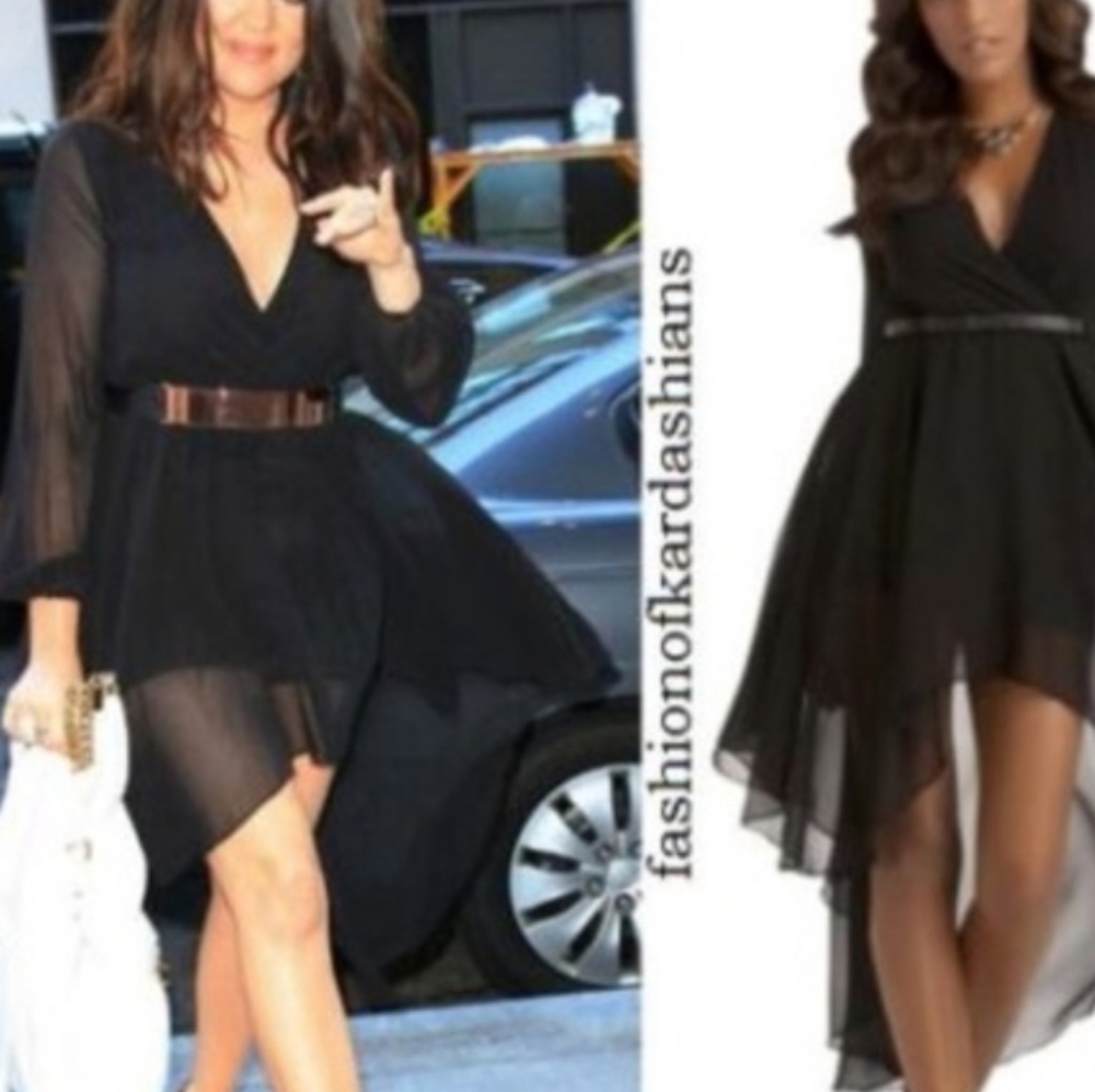 NWT Kardashian Kollection Black hi low dress Szxs
